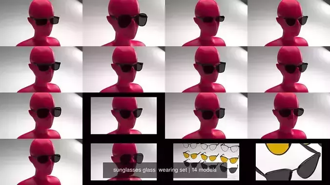 sunglasses glass  wearing set 3D Model Collection