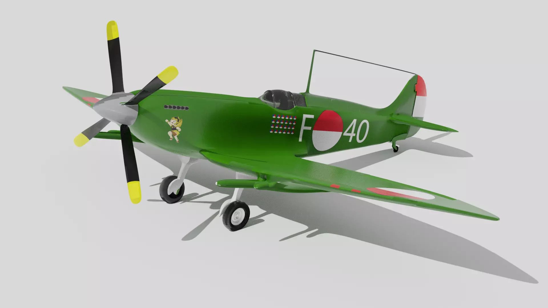Fictional AURI Indonesian Air Force Spitfire Low-poly 3D model
