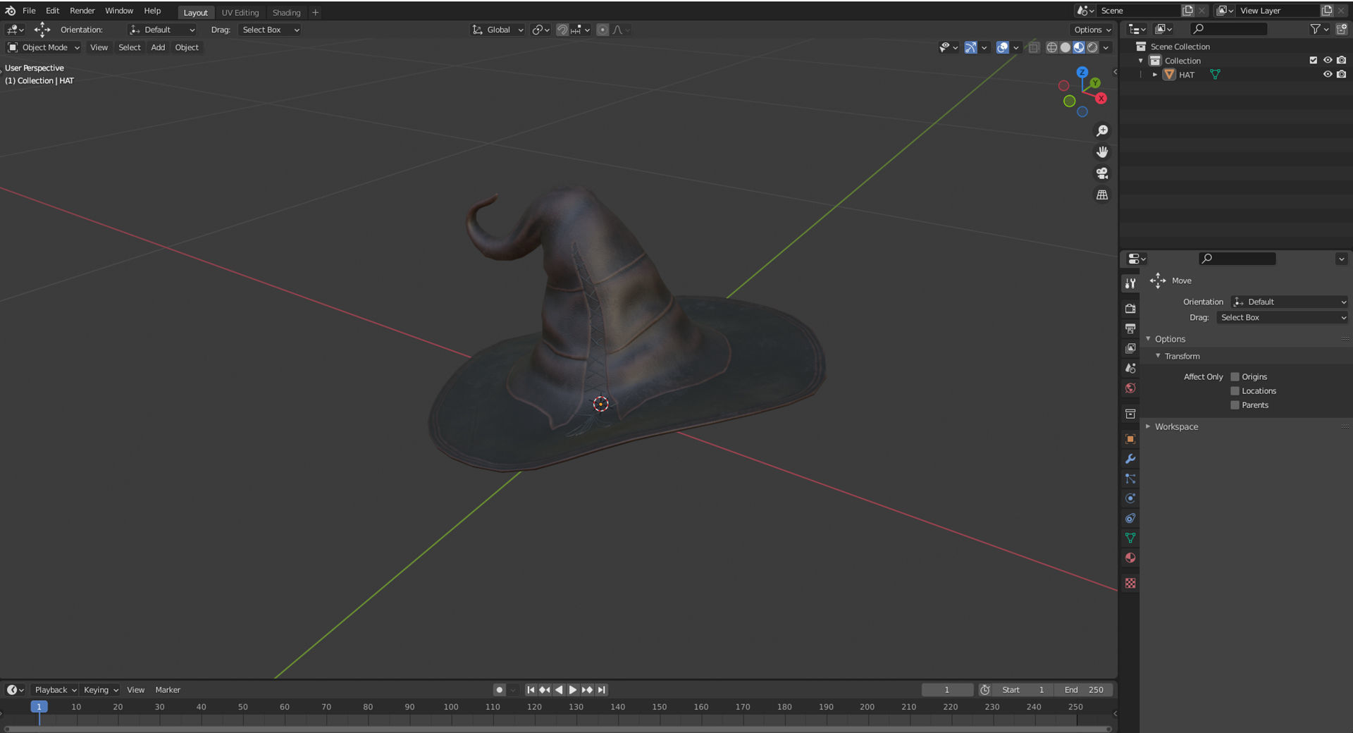 Witches Magic Hat Game Ready Low-poly 3D model_9