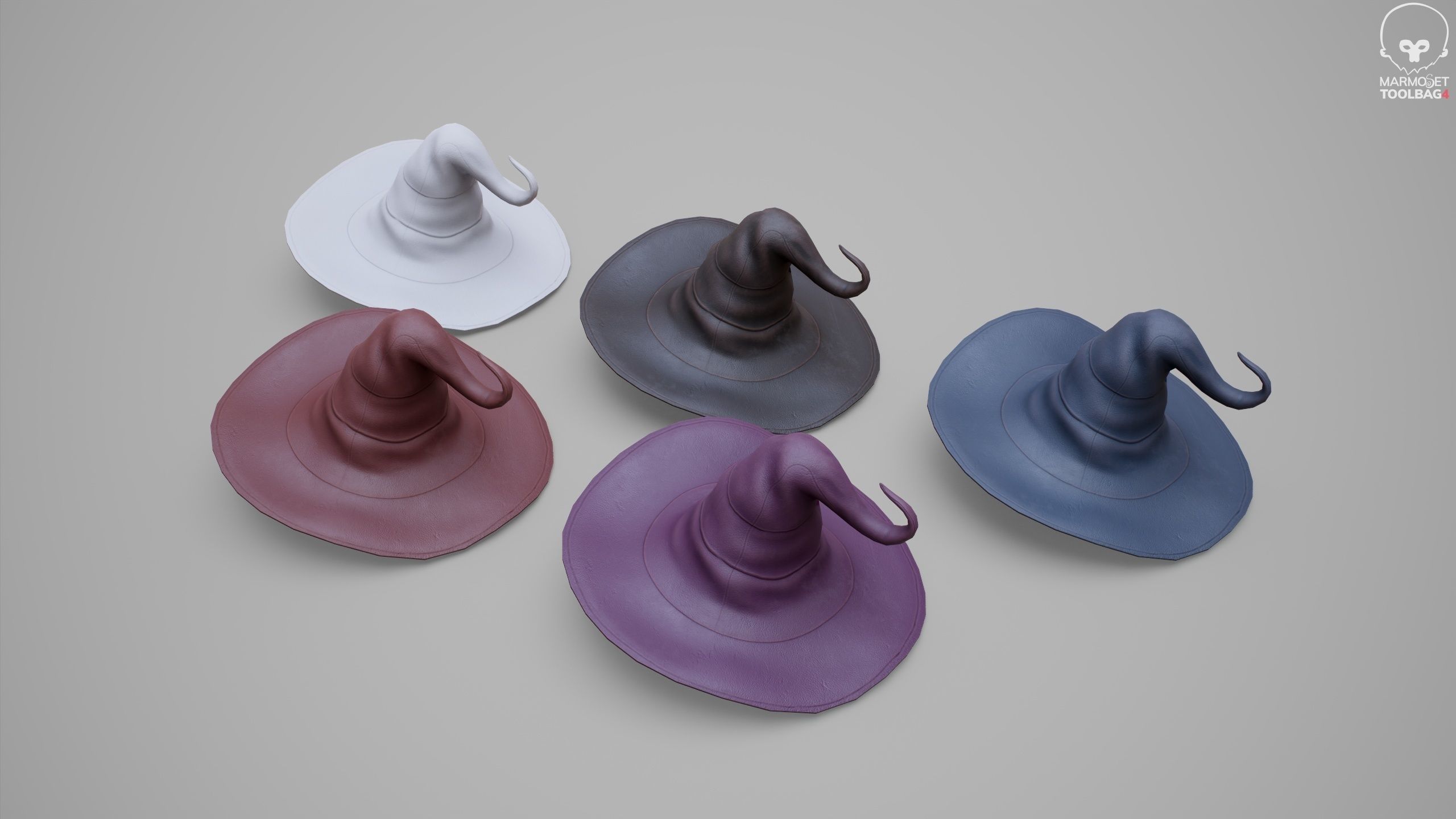 Witches Magic Hat Game Ready Low-poly 3D model_5