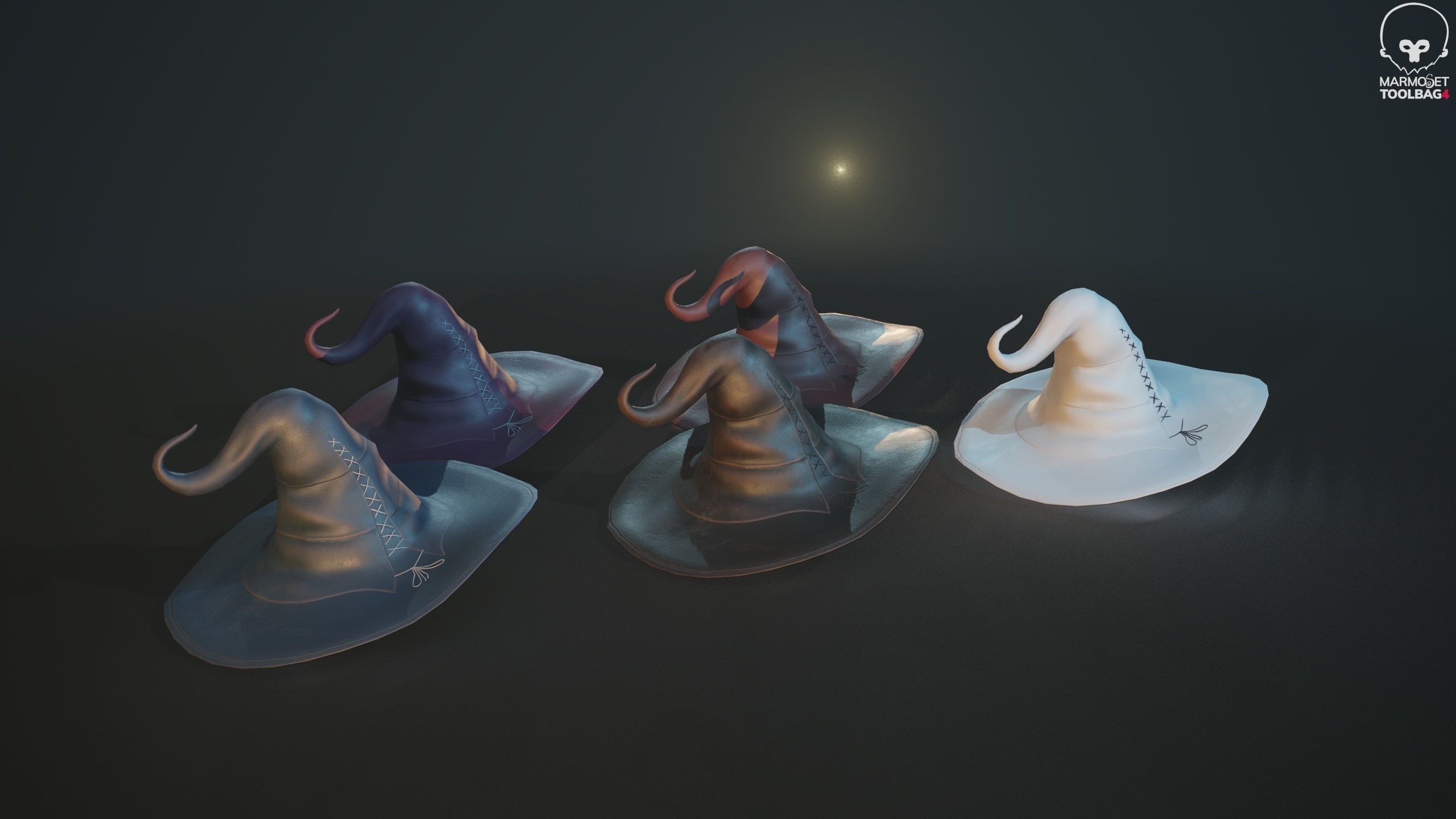 Witches Magic Hat Game Ready Low-poly 3D model_7
