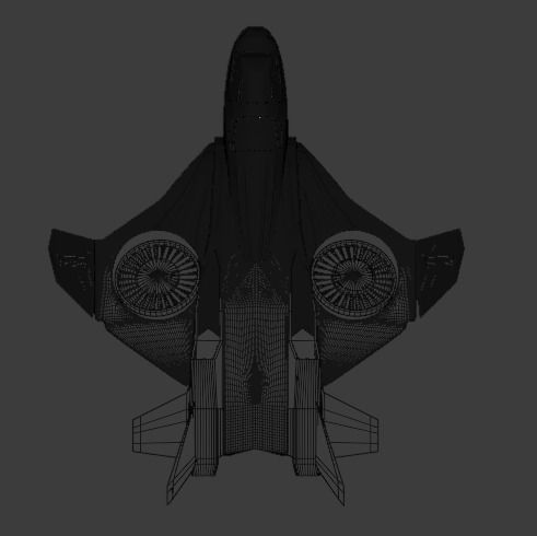 spaceship futuristic jet flying in air Low-poly 3D model_2