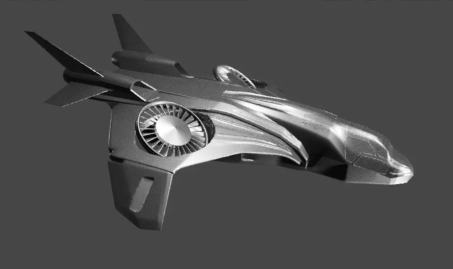 spaceship futuristic jet flying in air Low-poly 3D model_0