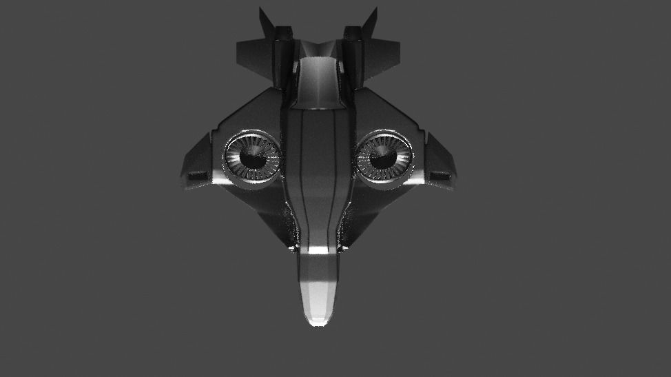 spaceship futuristic jet flying in air Low-poly 3D model_4