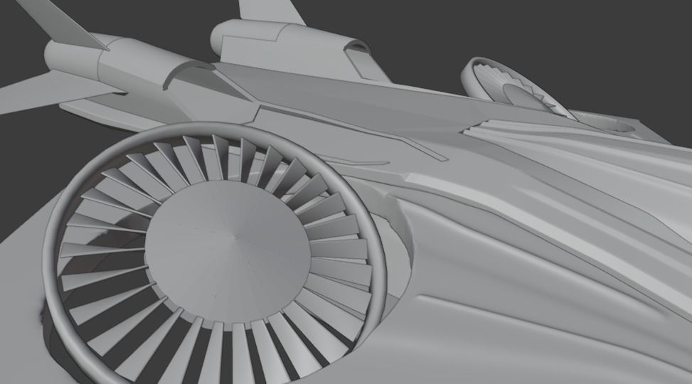 spaceship futuristic jet flying in air Low-poly 3D model_5