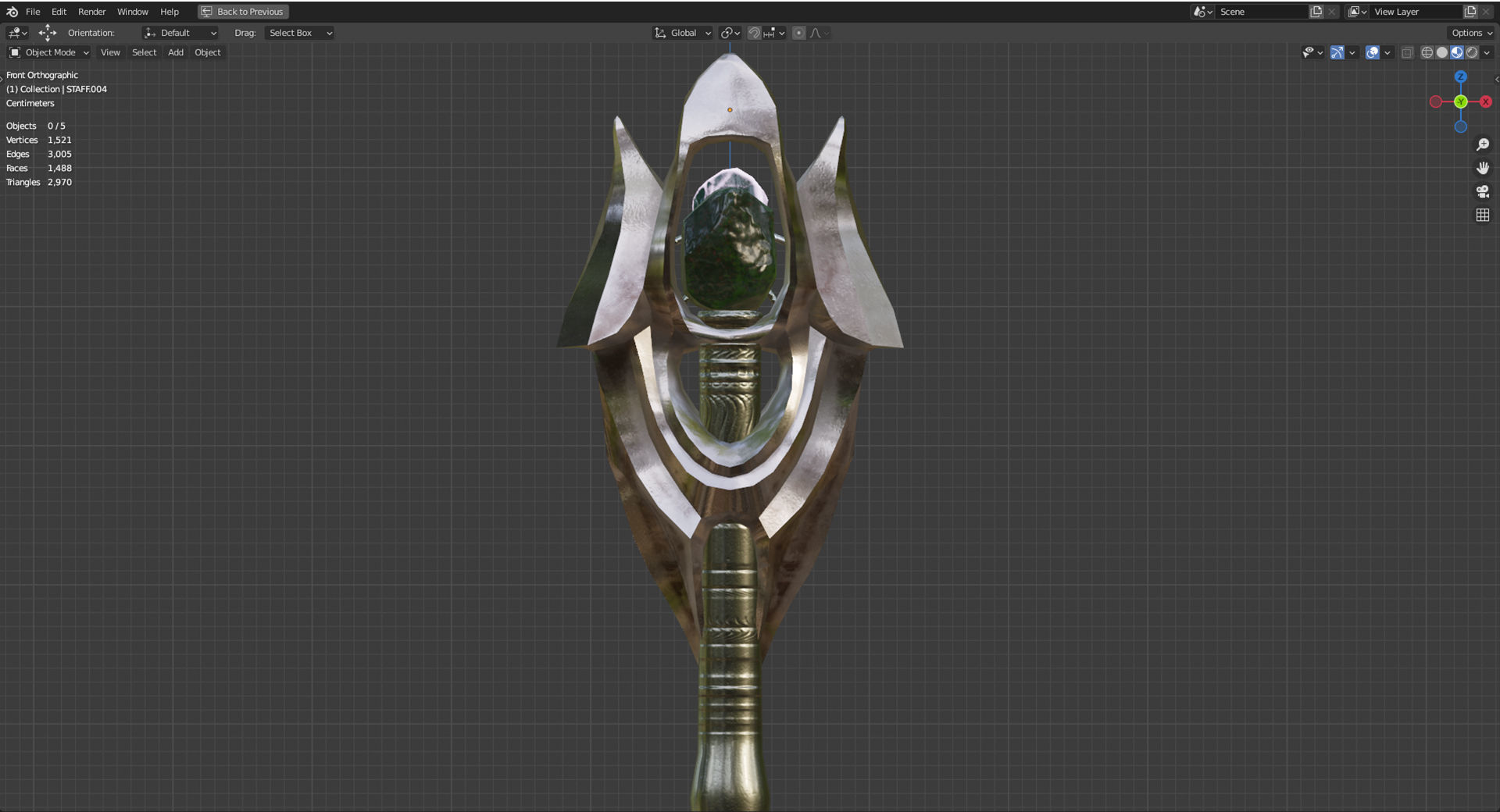 Witches Magic Staff Game Ready Low-poly 3D model_9