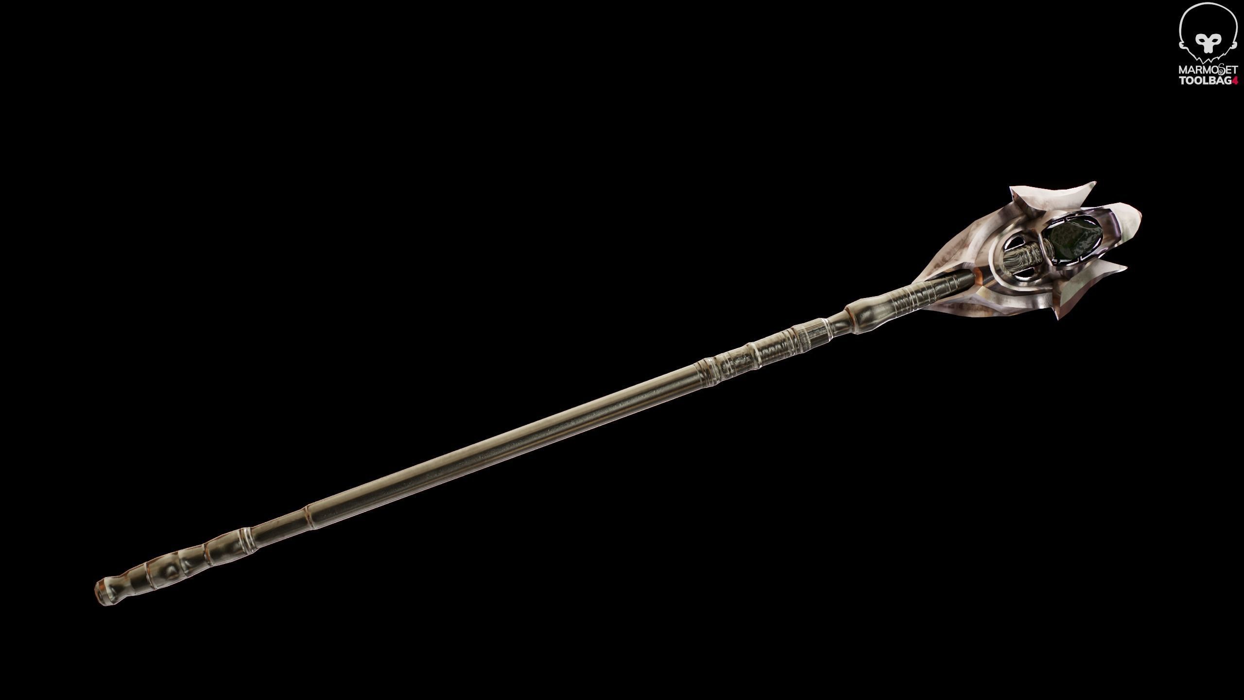 Witches Magic Staff Game Ready Low-poly 3D model_4