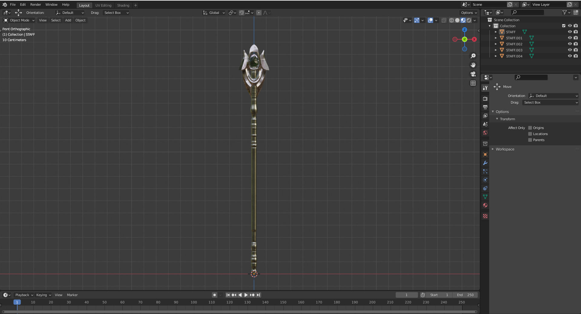 Witches Magic Staff Game Ready Low-poly 3D model_6