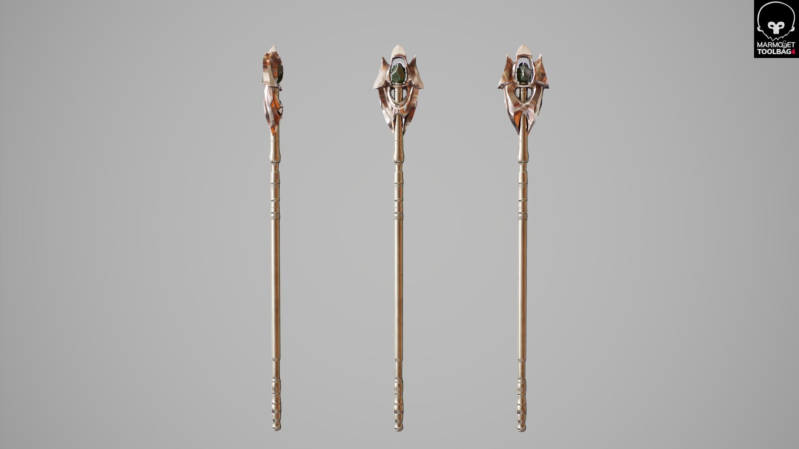 Witches Magic Staff Game Ready Low-poly 3D model_3
