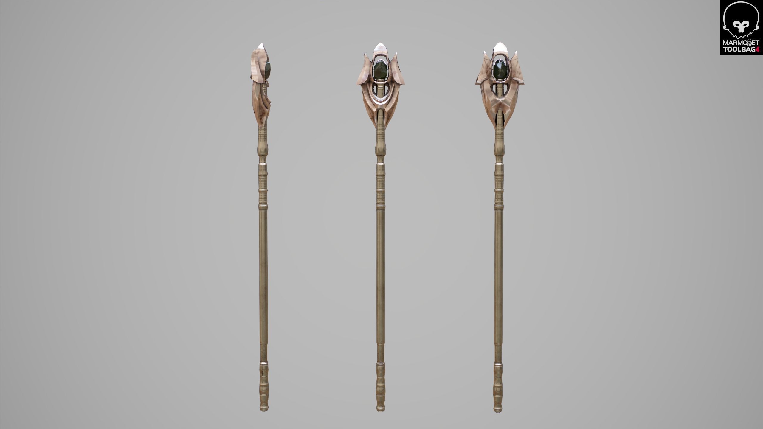 Witches Magic Staff Game Ready Low-poly 3D model_2