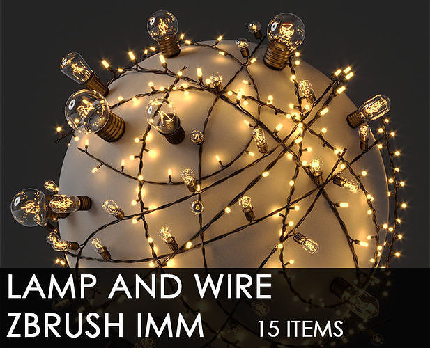 Lamp and Wire IMM curve brush   Low-poly 3D model