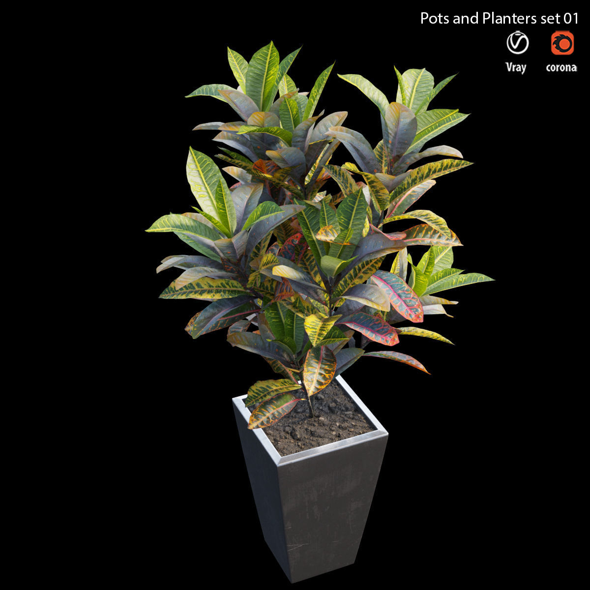 Pots and Planters set 01 3D model_3