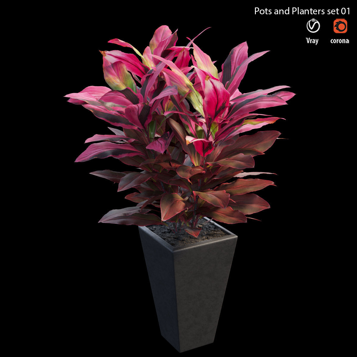 Pots and Planters set 01 3D model_1