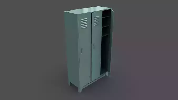 PBR School Gym Locker 08 - Green Light Low-poly 3D model