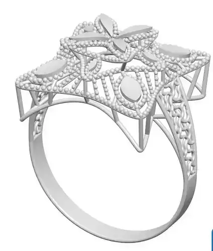 Ring 9 star with diamonds