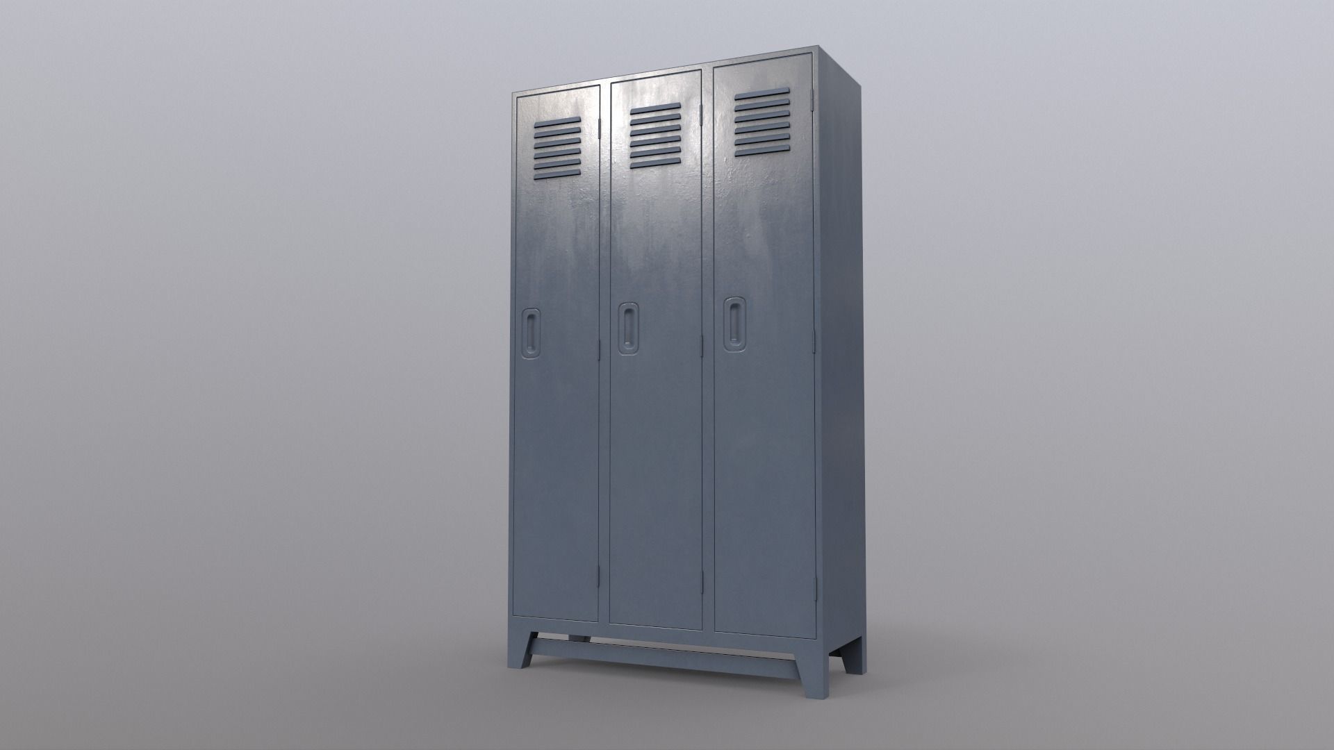 PBR School Gym Locker 08 - Grey Low-poly 3D model_14
