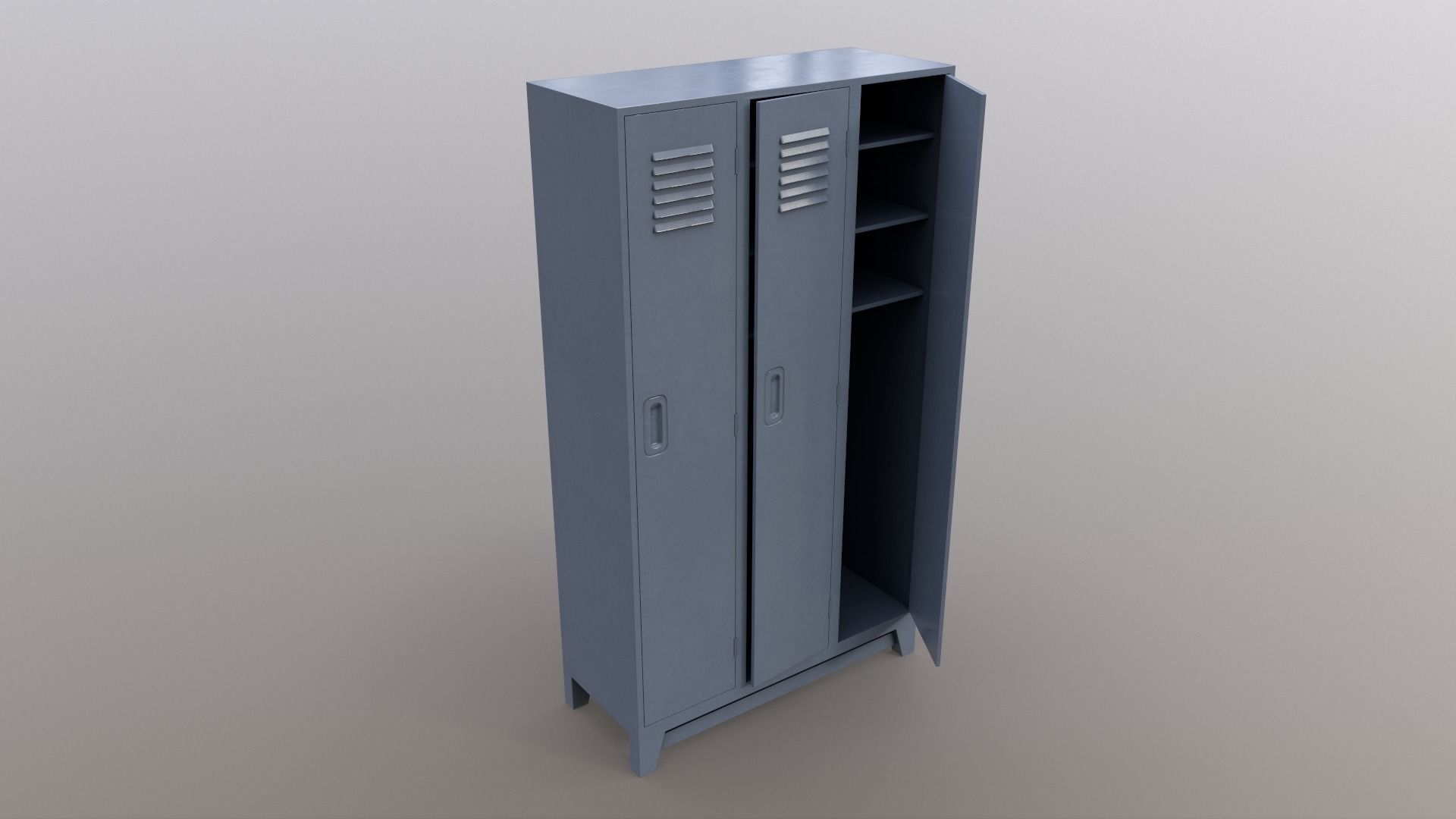 PBR School Gym Locker 08 - Grey Low-poly 3D model_8