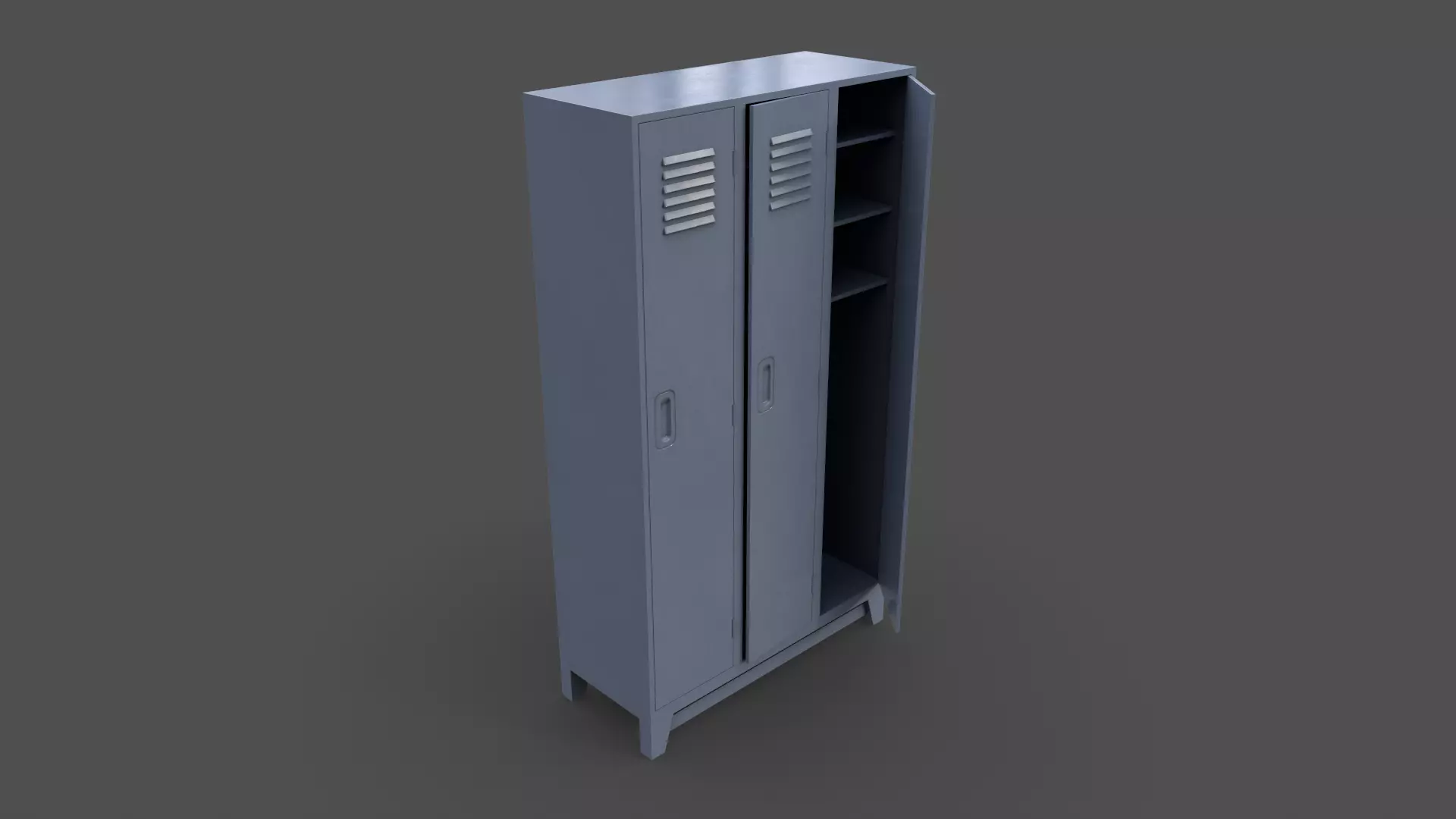 PBR School Gym Locker 08 - Grey Low-poly 3D model_0