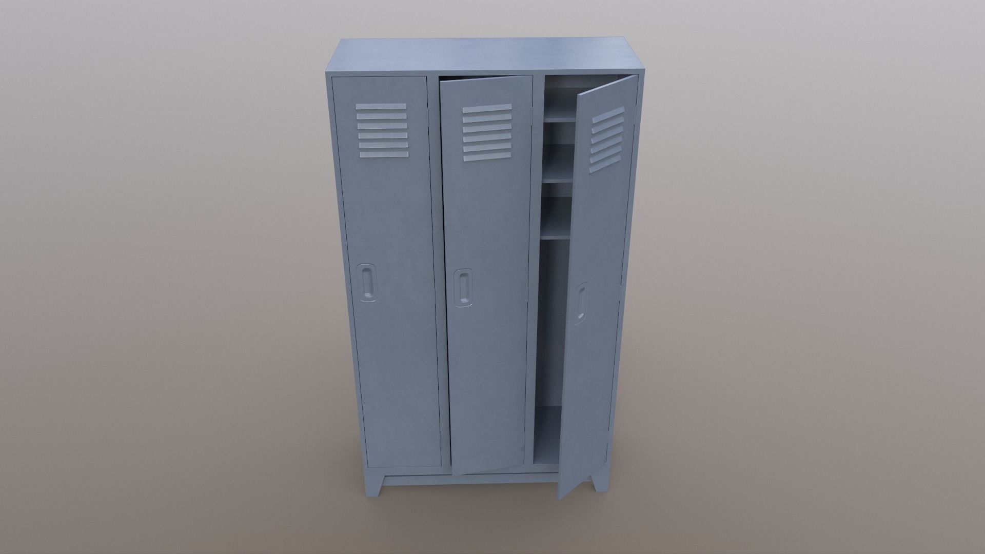 PBR School Gym Locker 08 - Grey Low-poly 3D model_3
