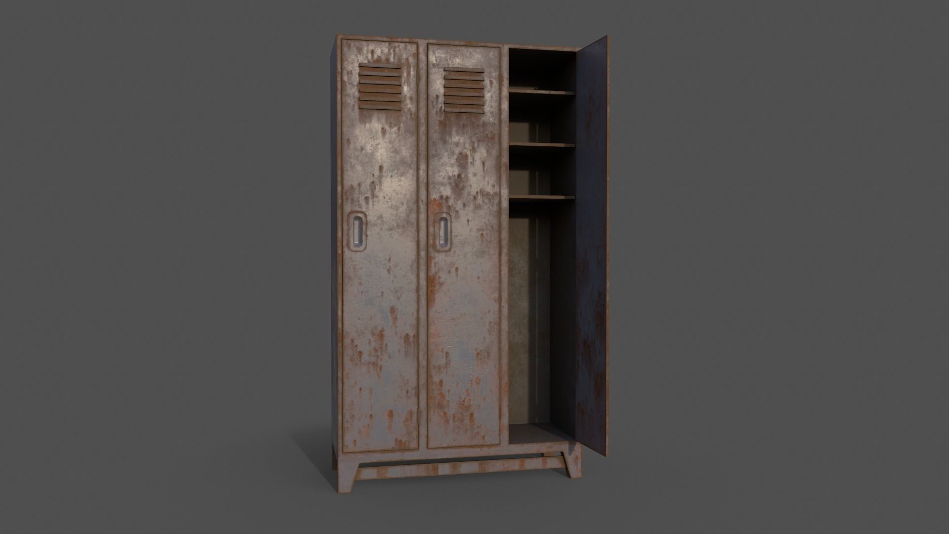 PBR School Gym Locker 08 - Grey Low-poly 3D model_7