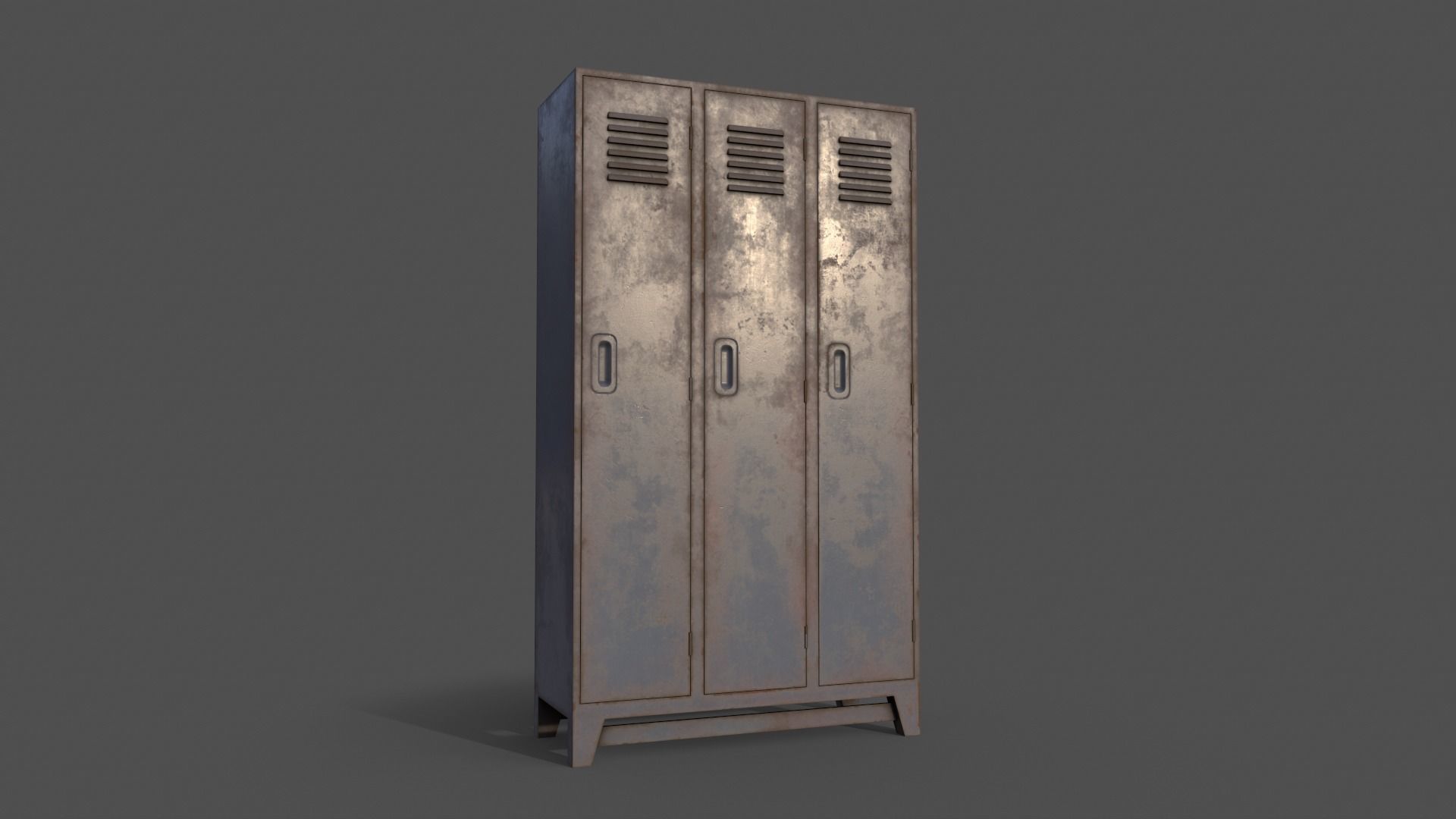 PBR School Gym Locker 08 - Grey Low-poly 3D model_12