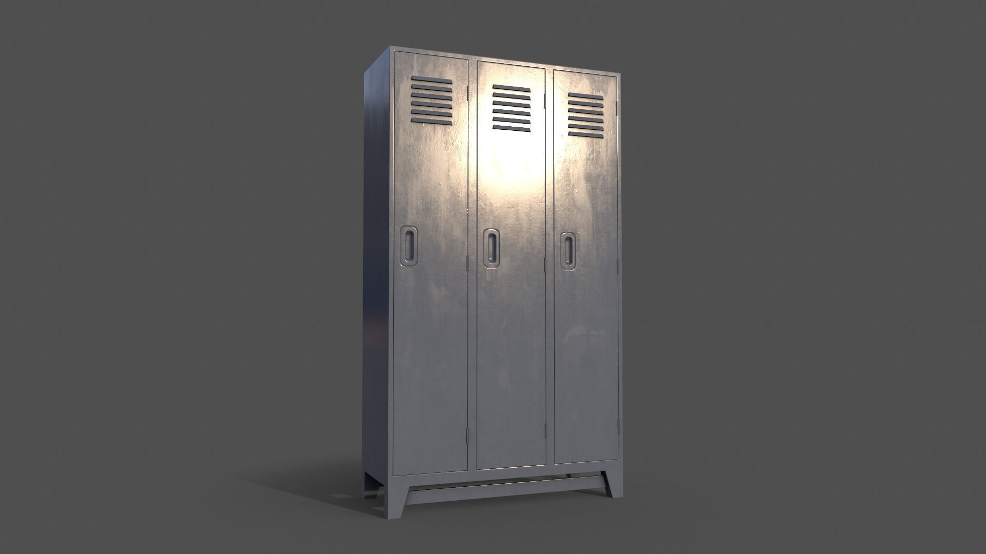 PBR School Gym Locker 08 - Grey Low-poly 3D model_11