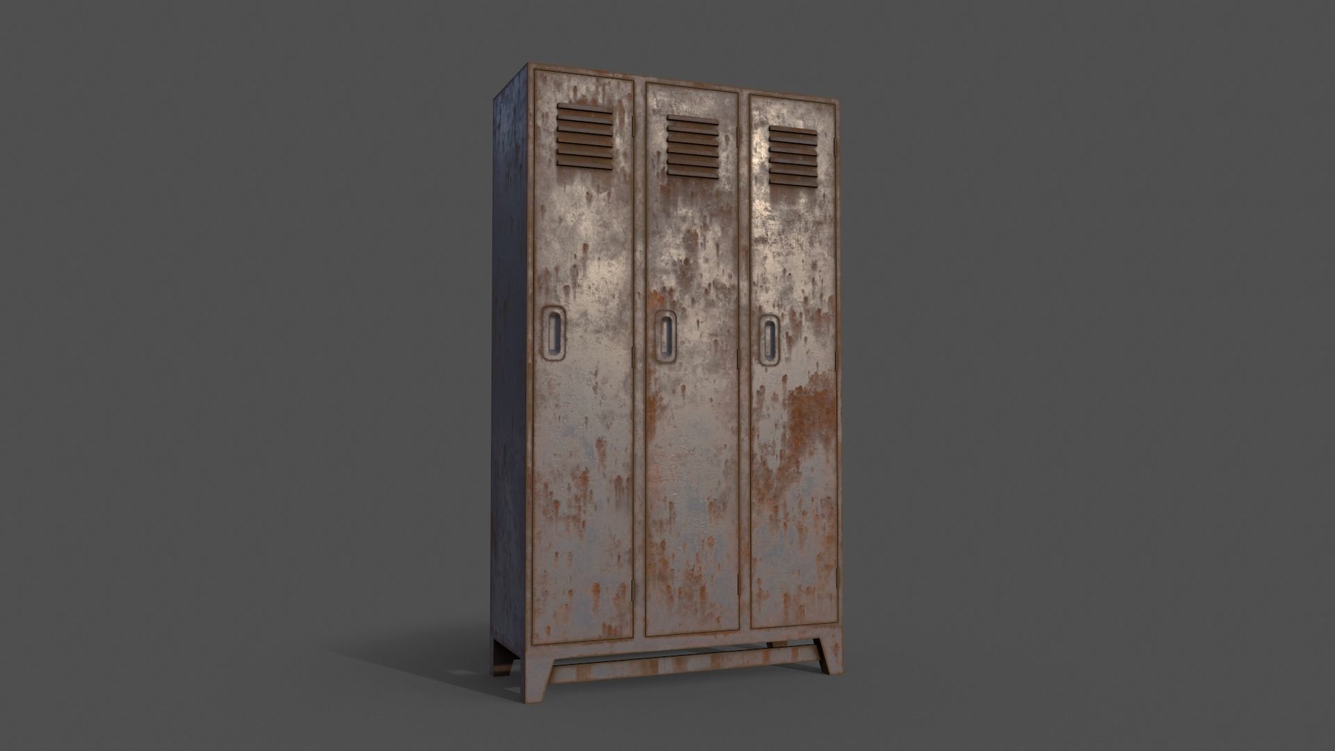 PBR School Gym Locker 08 - Grey Low-poly 3D model_13