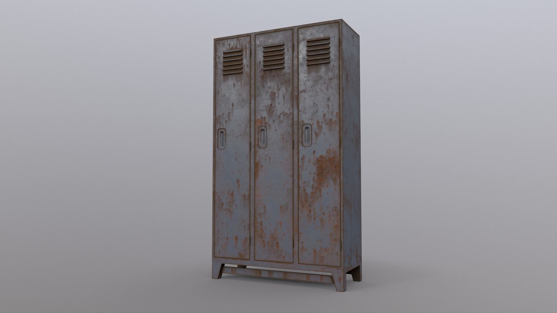 PBR School Gym Locker 08 - Grey Low-poly 3D model_16