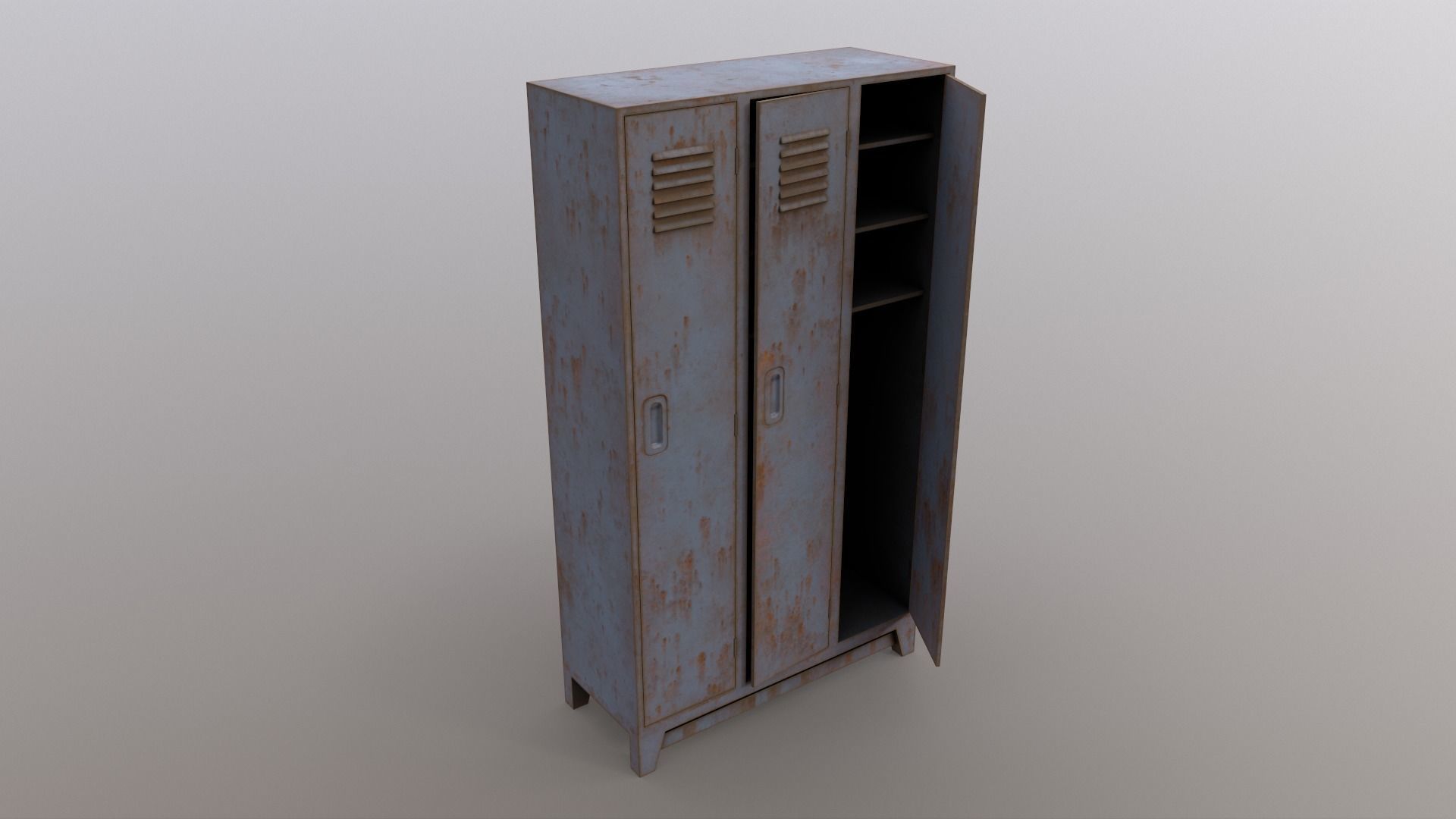 PBR School Gym Locker 08 - Grey Low-poly 3D model_10