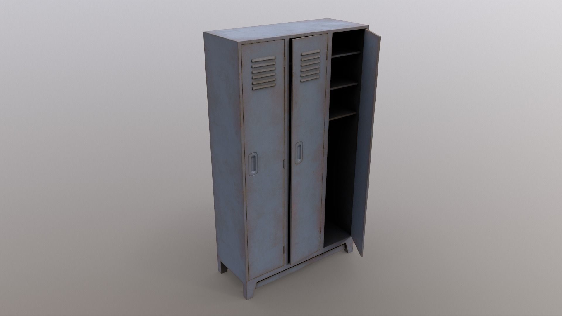 PBR School Gym Locker 08 - Grey Low-poly 3D model_9