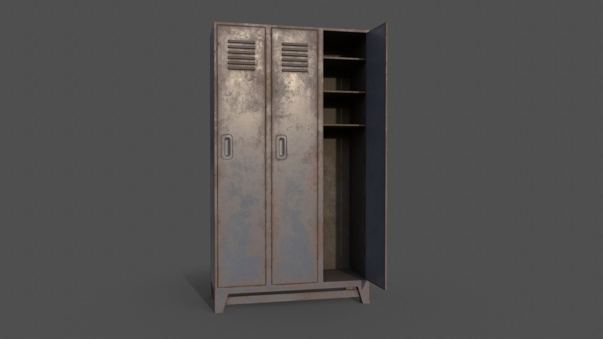 PBR School Gym Locker 08 - Grey Low-poly 3D model_6