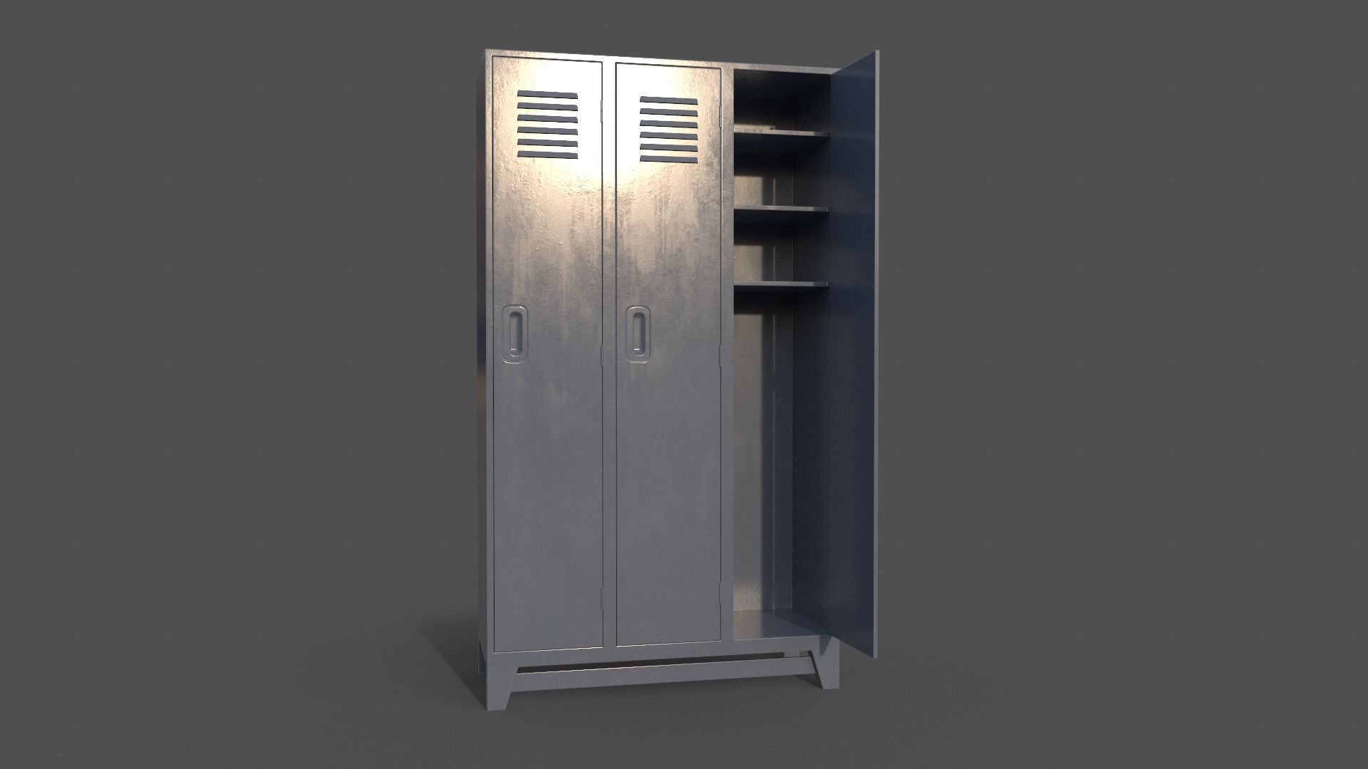 PBR School Gym Locker 08 - Grey Low-poly 3D model_5