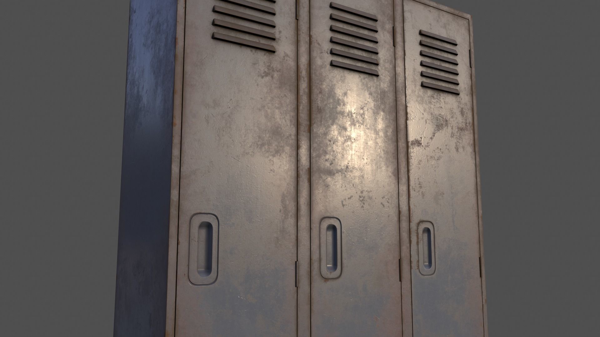 PBR School Gym Locker 08 - Grey Low-poly 3D model_18