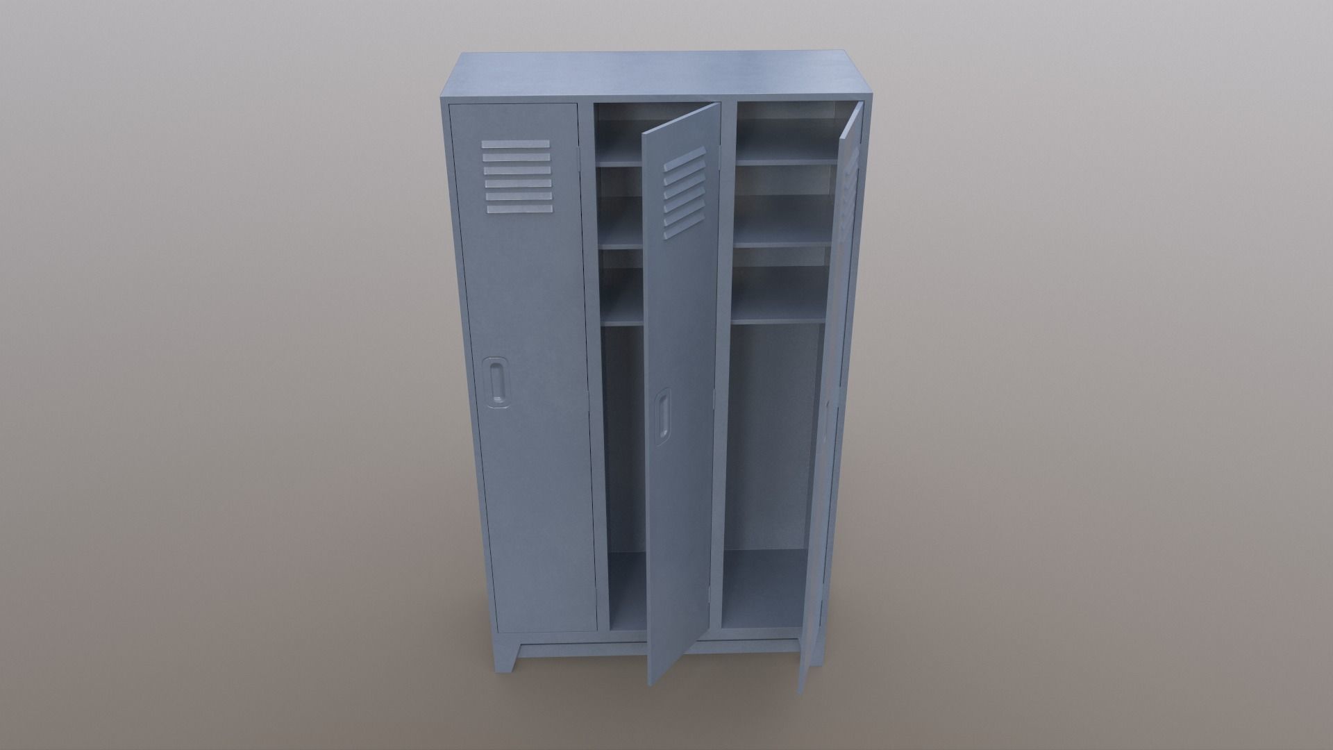 PBR School Gym Locker 08 - Grey Low-poly 3D model_4