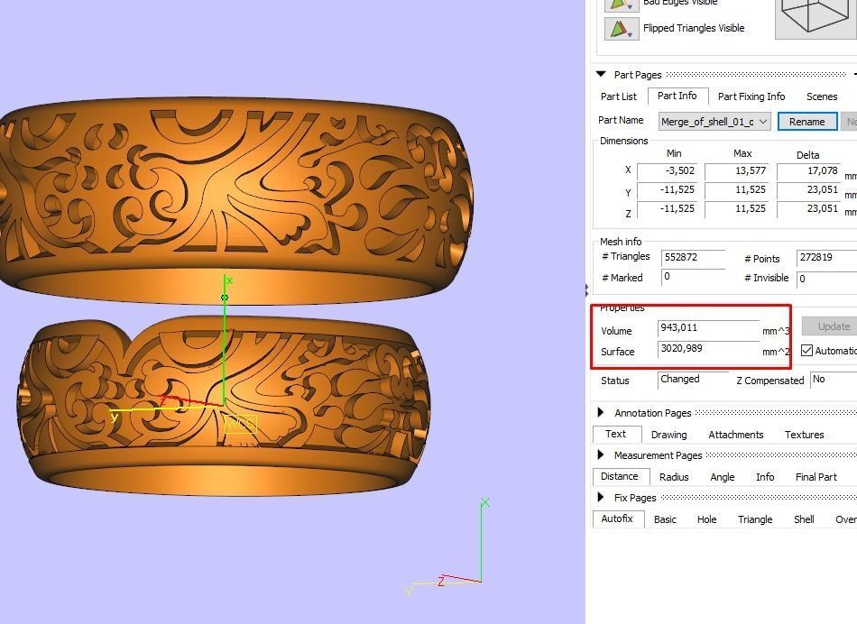 Wedding rings band set oxidized pattern 3D print model_6
