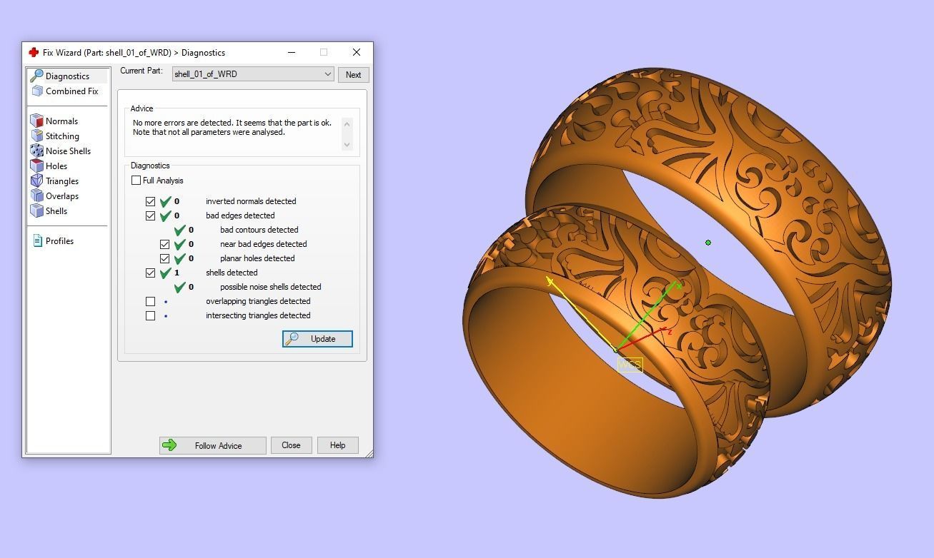 Wedding rings band set oxidized pattern 3D print model_5