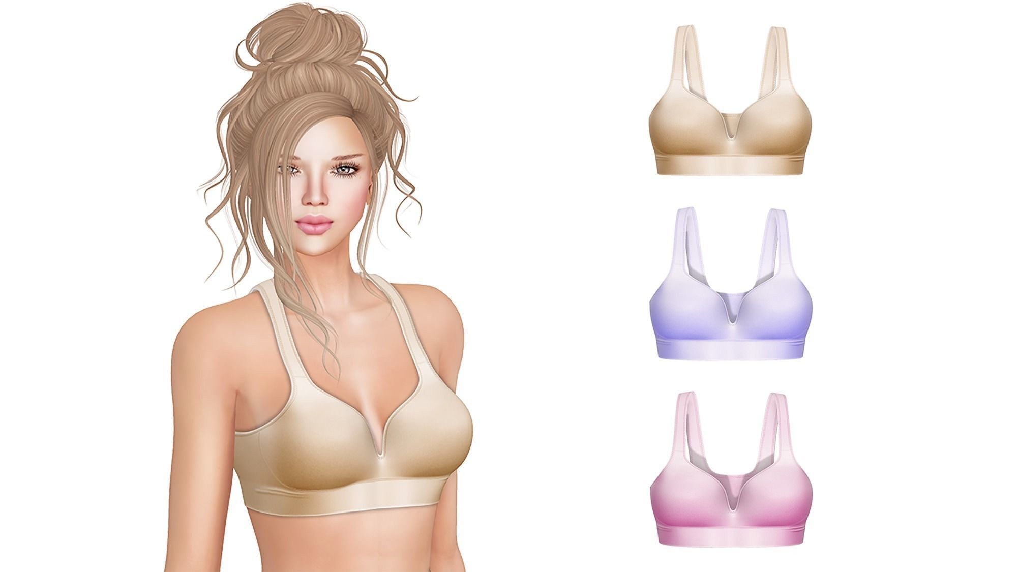 Seamless Really Soft Bralet Low-poly 3D model_2