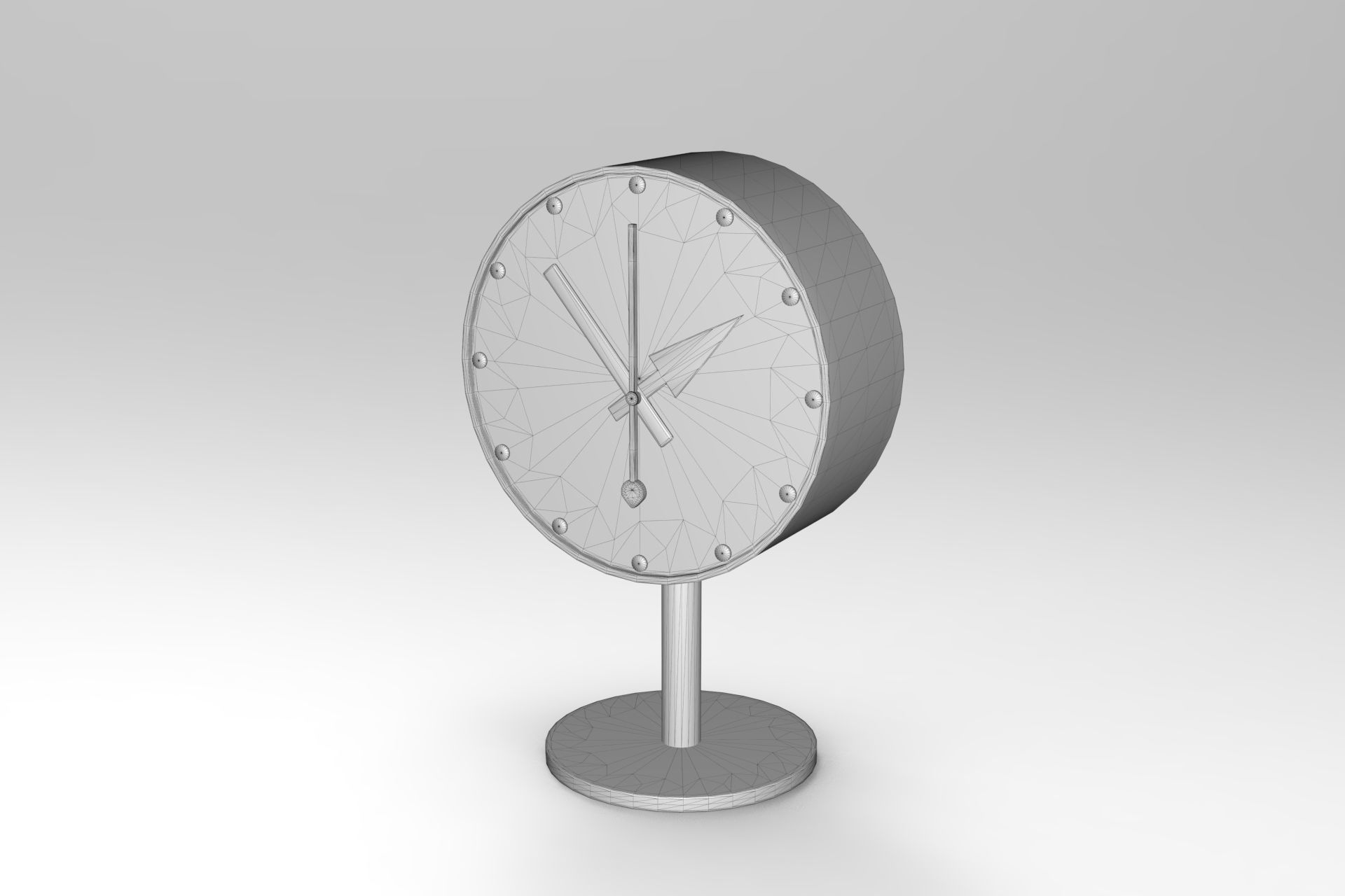 Desk Clock Low-poly 3D model_5