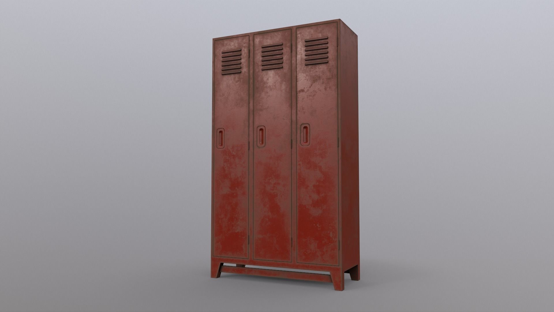 PBR School Gym Locker 08 - Red Low-poly 3D model_15