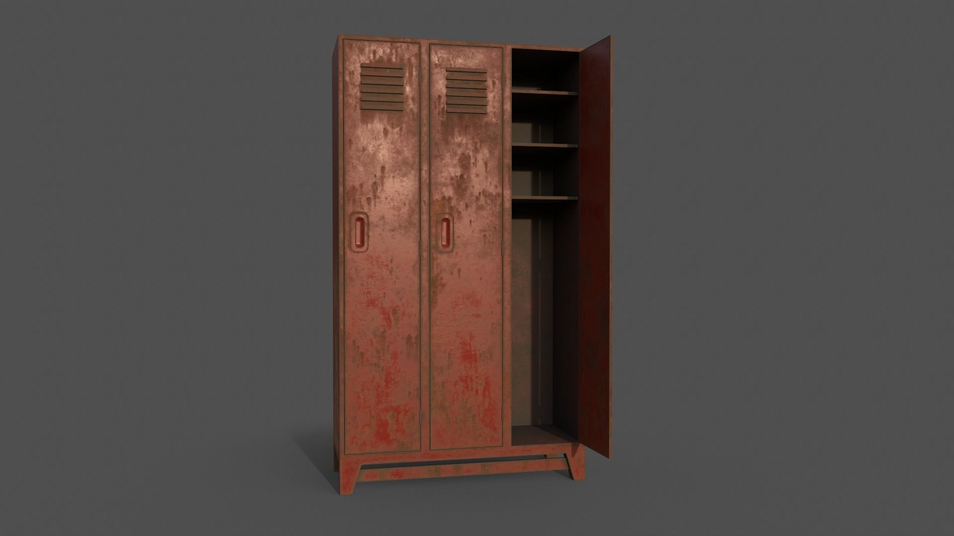 PBR School Gym Locker 08 - Red Low-poly 3D model_7