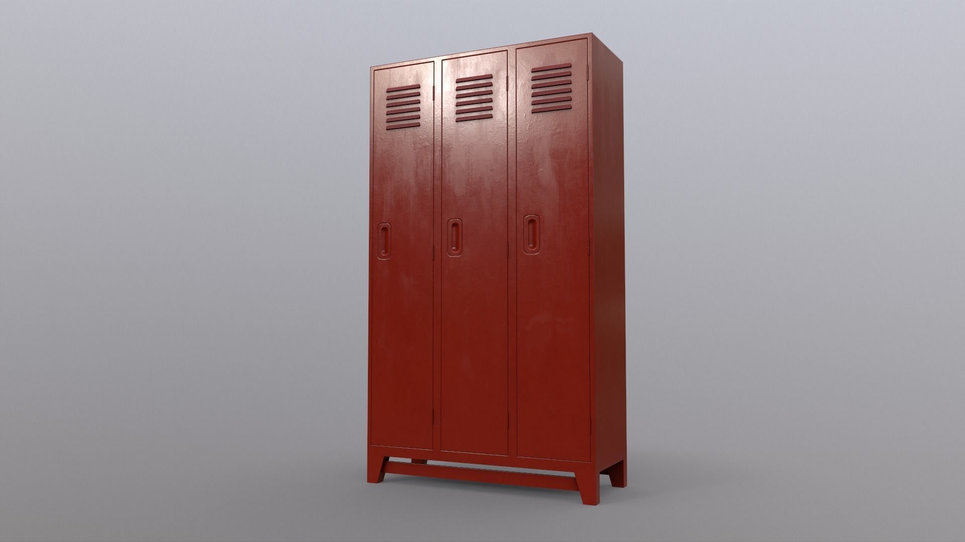 PBR School Gym Locker 08 - Red Low-poly 3D model_14