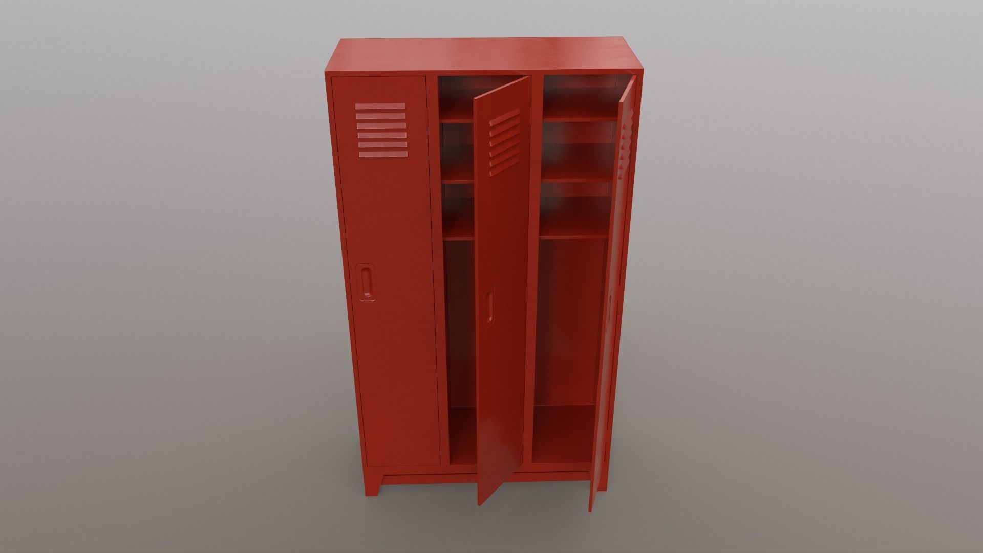 PBR School Gym Locker 08 - Red Low-poly 3D model_4