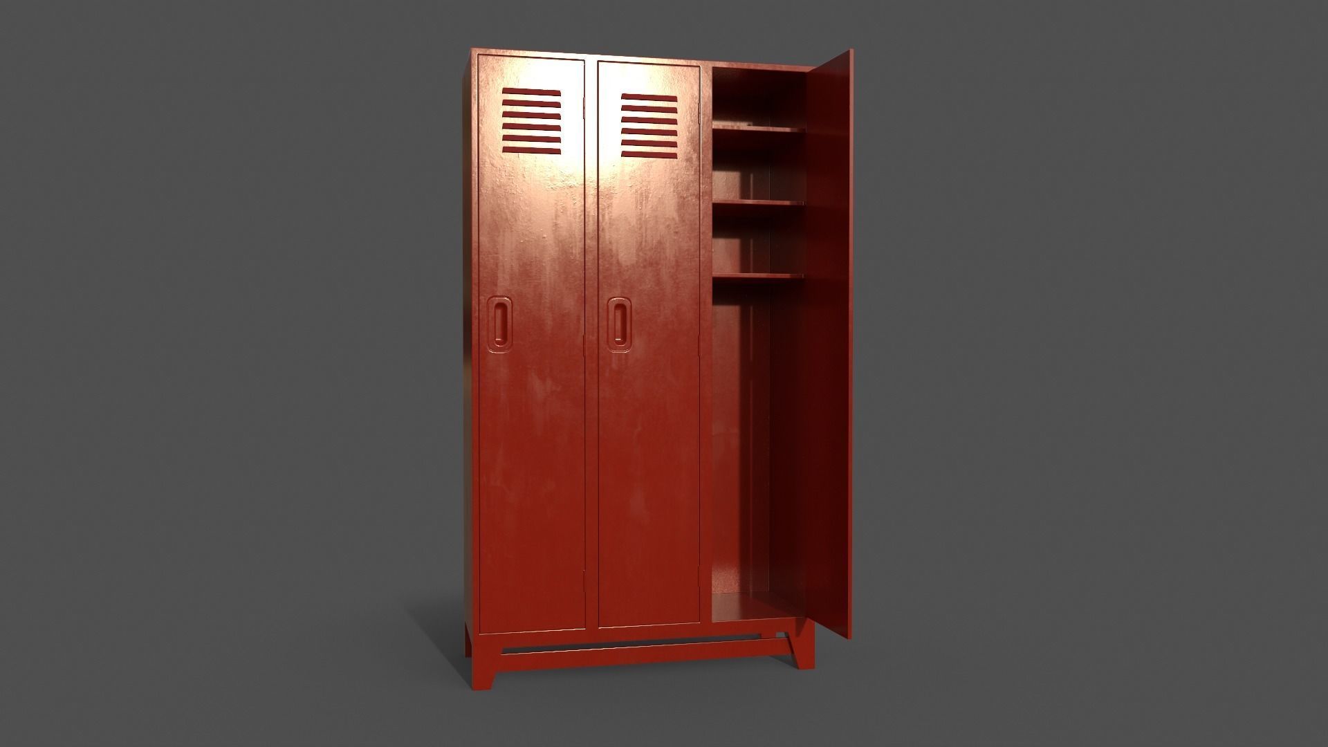 PBR School Gym Locker 08 - Red Low-poly 3D model_5