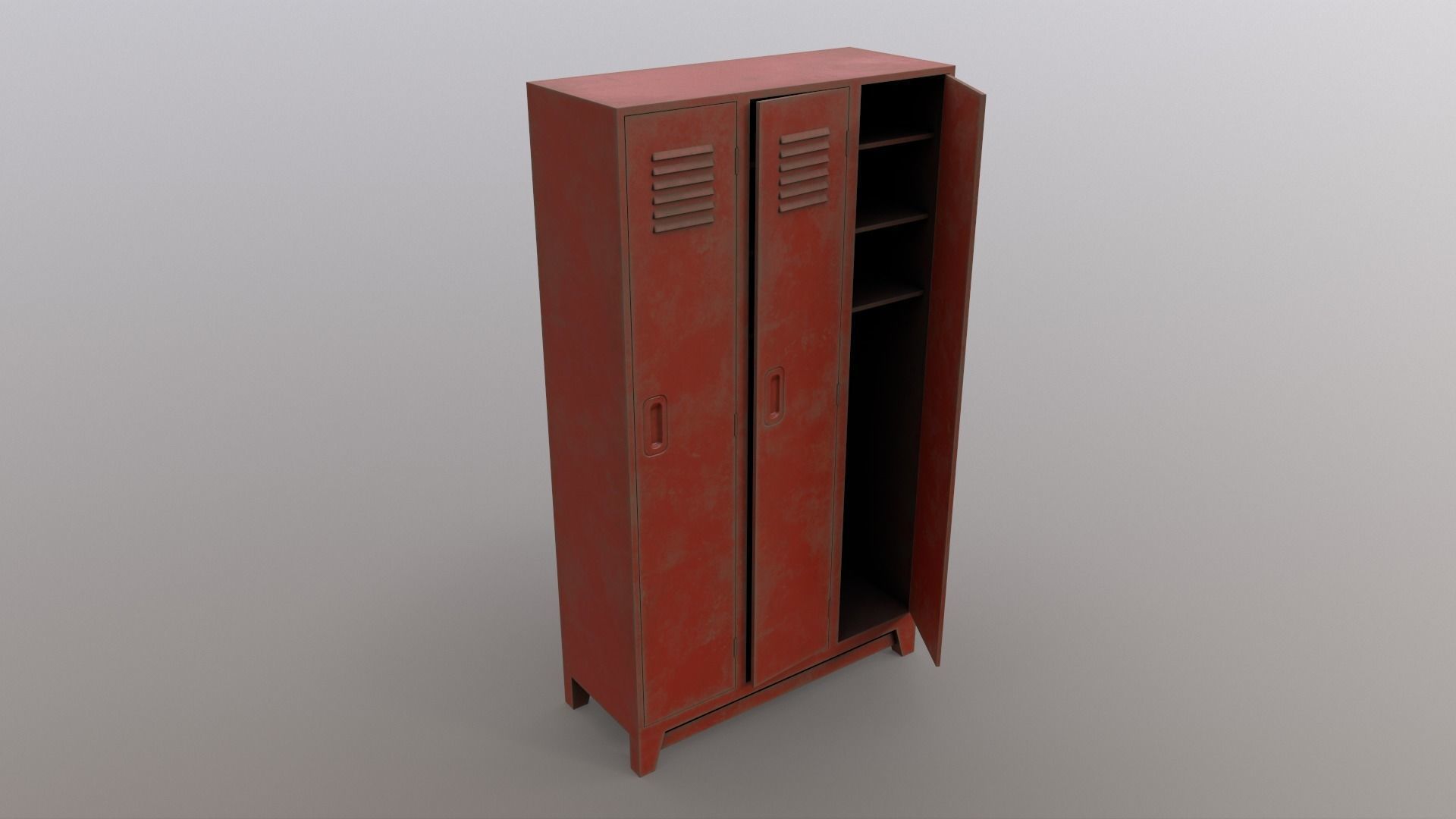 PBR School Gym Locker 08 - Red Low-poly 3D model_9