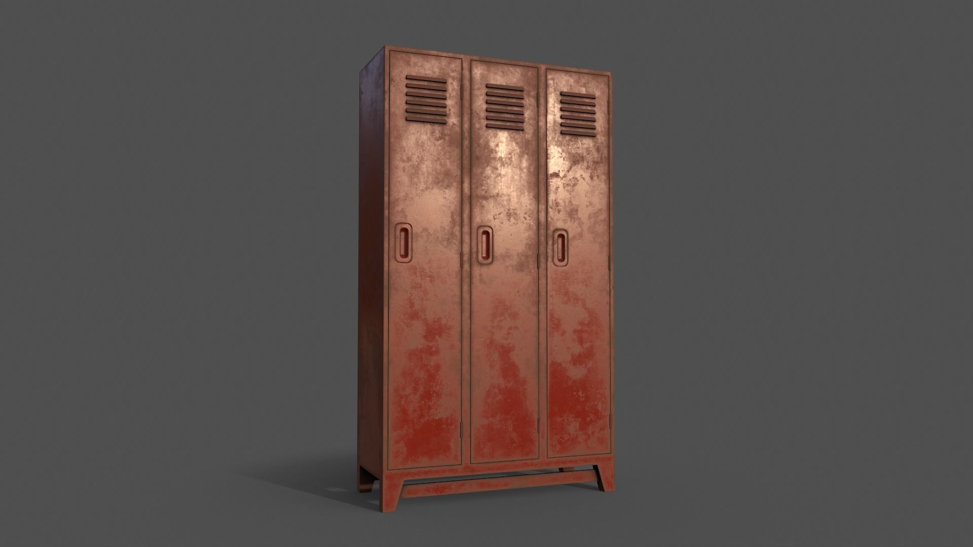 PBR School Gym Locker 08 - Red Low-poly 3D model_12