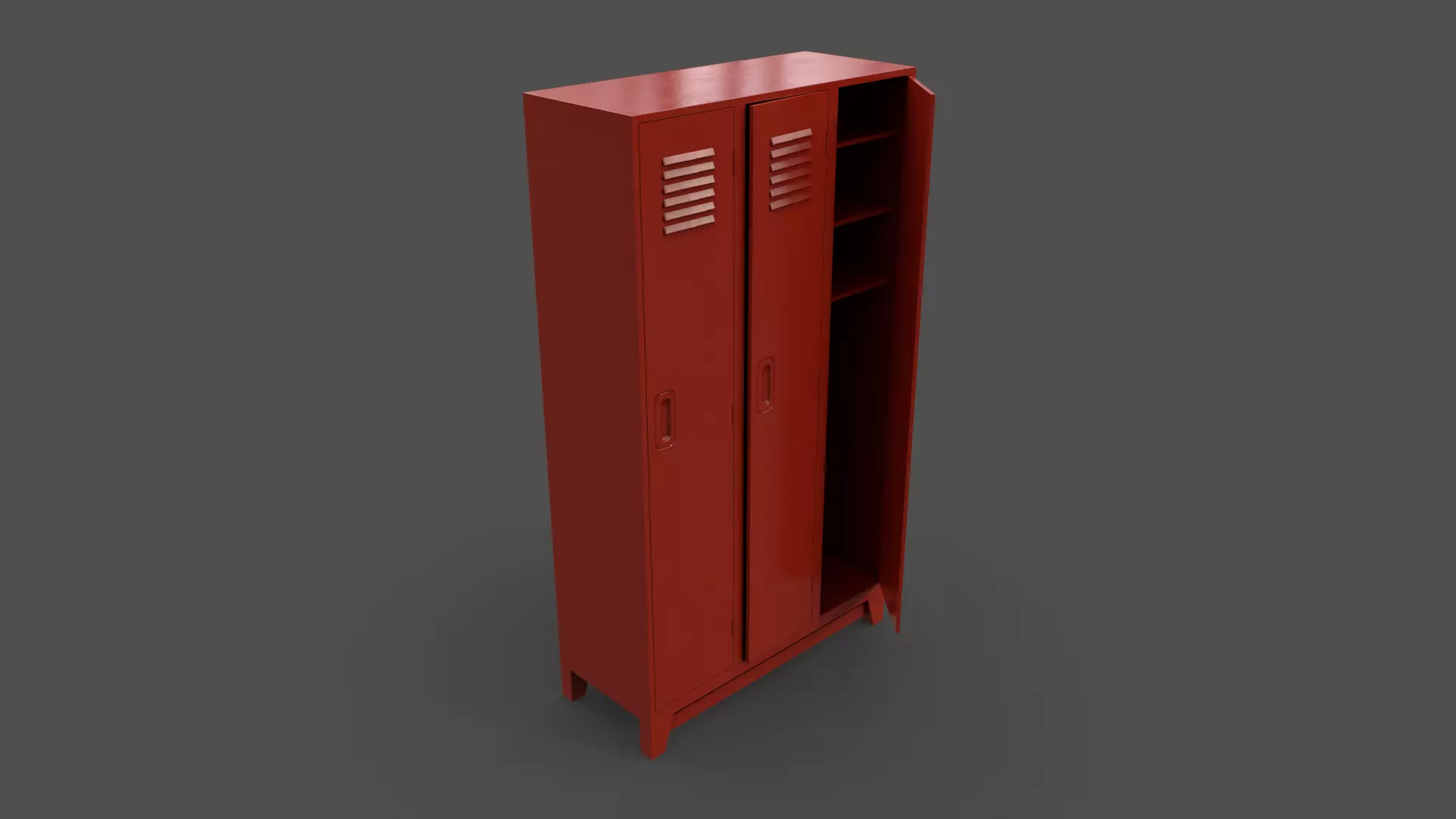 PBR School Gym Locker 08 - Red Low-poly 3D model_0
