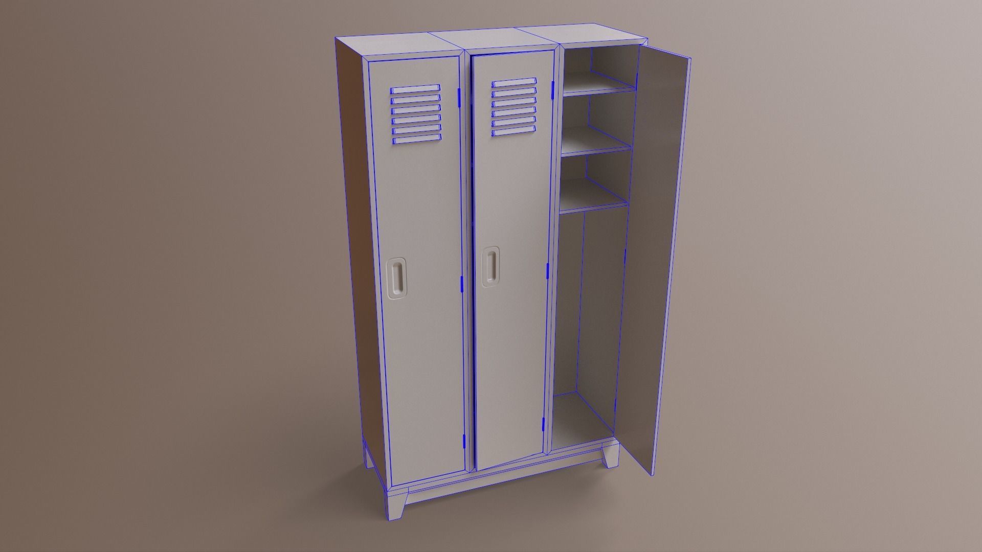 PBR School Gym Locker 08 - Red Low-poly 3D model_25