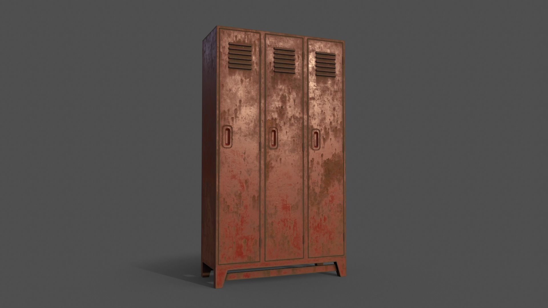 PBR School Gym Locker 08 - Red Low-poly 3D model_13
