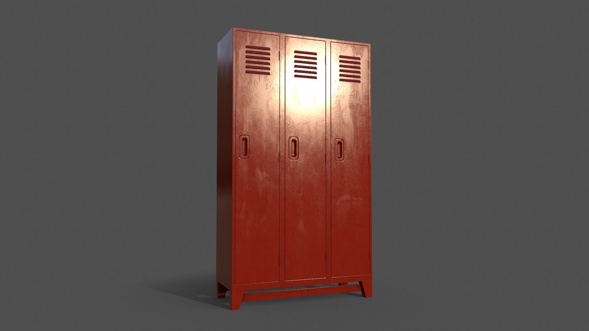 PBR School Gym Locker 08 - Red Low-poly 3D model_11
