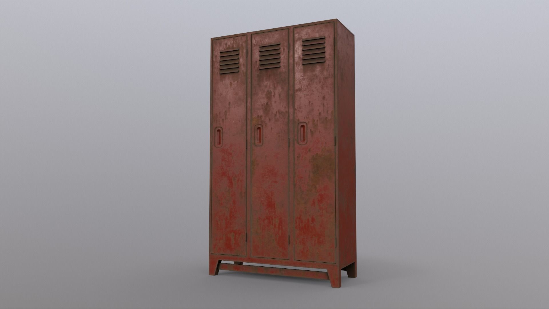 PBR School Gym Locker 08 - Red Low-poly 3D model_16